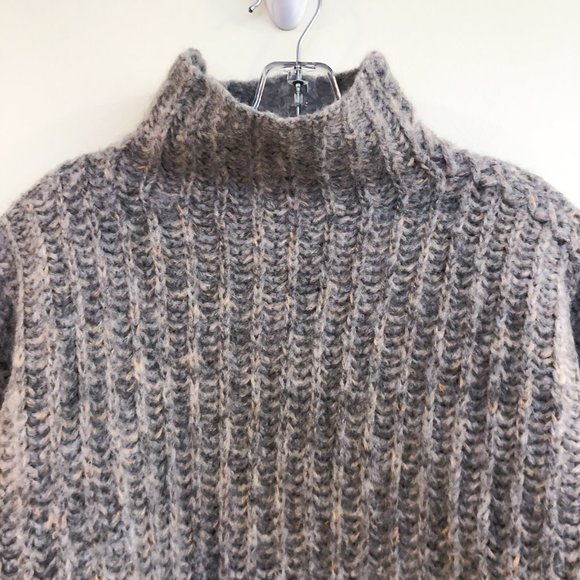 RARE La Ligne Classic Alpaca Wool Knit Turtleneck Gray Boxy Designer Sweater S - Picture 5 of 9